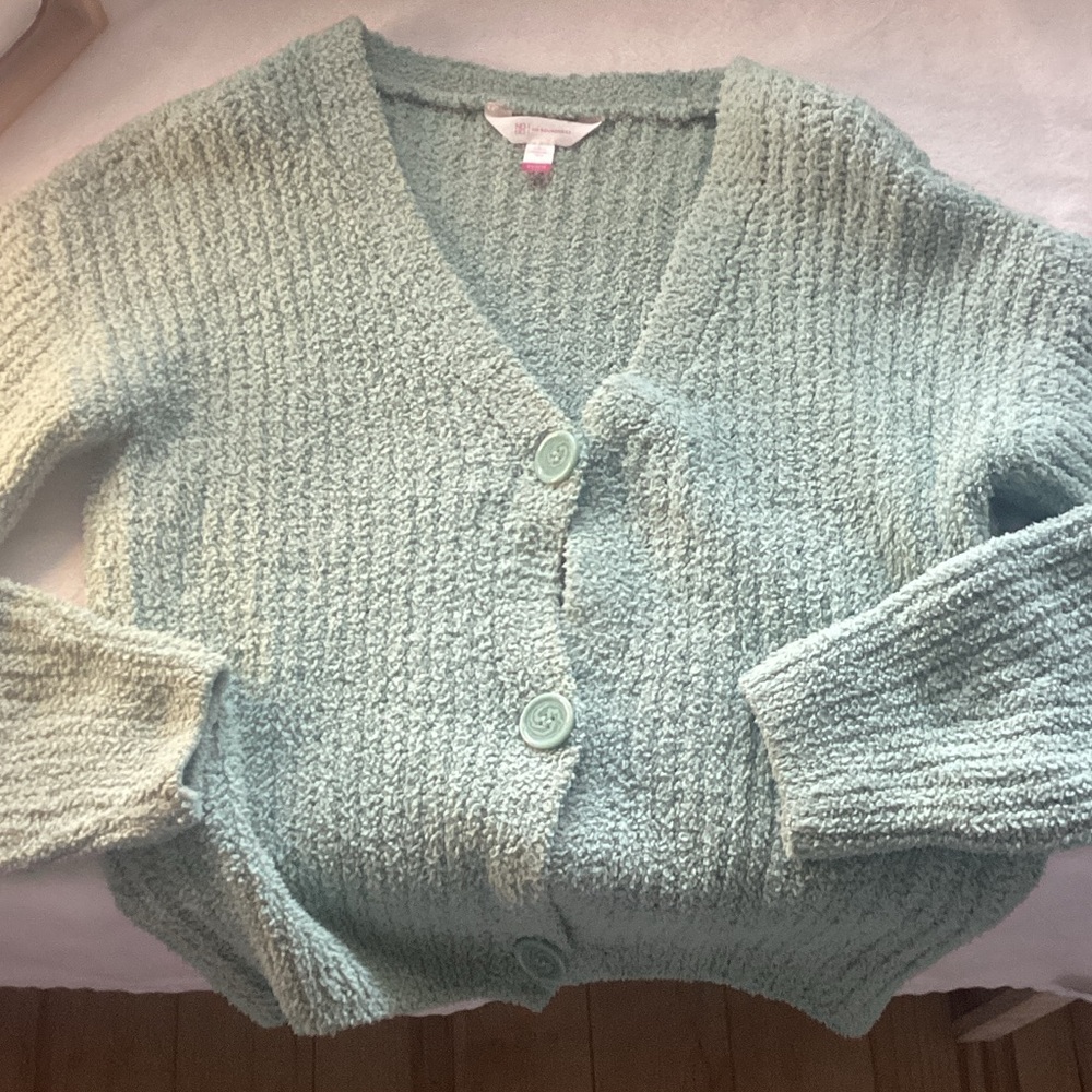 No Boundaries Light Green Textured Cardigan